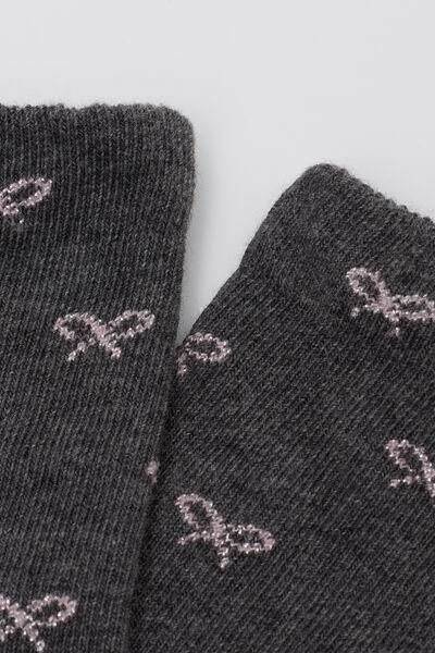 Grey Blend Bows Patterned Socks, Kids Girls, , large image number 1