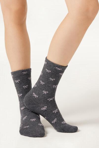 Grey Blend Bows Patterned Socks, Kids Girls, , large image number 2