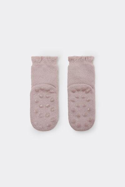 Pink Patterned Non-Slip Cotton Socks, Kids Unisex, 5501_255D, medium
