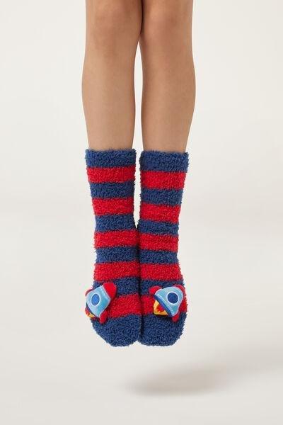 Navy / Red Non-Slip Cotton Socks, Kids Boys, 5501_596D, large image number 0