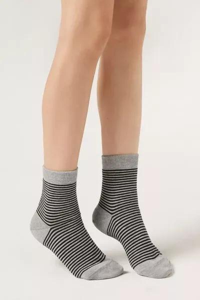 Grey Patterned Cotton Socks, Kids Unisex, 5501_688D, medium
