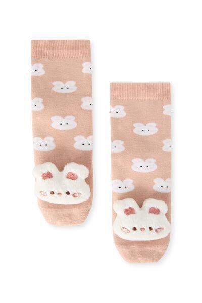Pink Printed Non-Slip Cotton Socks, Kids Unisex, 5501_848D, medium