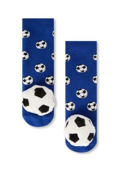 Navy Printed Non-Slip Cotton Socks, Kids Unisex, 5501_849D, large image number 0