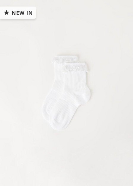 Calzedonia - White Ruffle Socks, Kids Girls