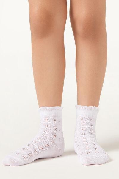 White Openwork Socks, Kids Girls, , large image number 1