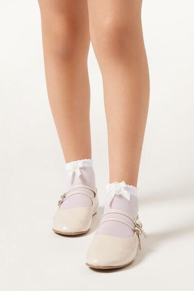White Bow And Lace Socks, Kids Girls, , large image number 0