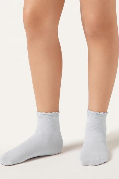 Grey Glitter Socks, Kids Girls, , large image number 0