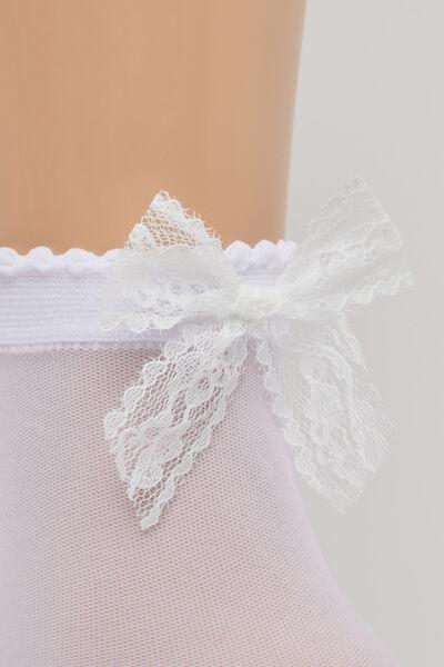 White Elegant Sheer Short Socks, Kids Girls, 5501_5551, medium
