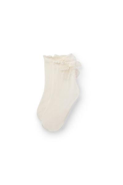 White Elegant Sheer Short Socks, Kids Girls, 5501_5556, medium