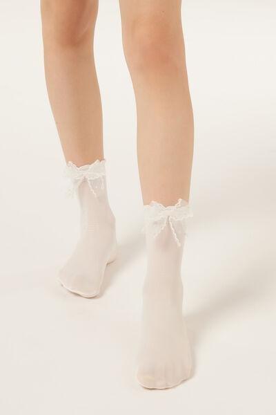 White Elegant Sheer Short Socks, Kids Girls, 5501_5556, large image number 1