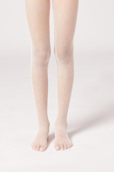 Sheer-To-Waist Micro net Tights, Cream , Kids Girls, Cream, medium