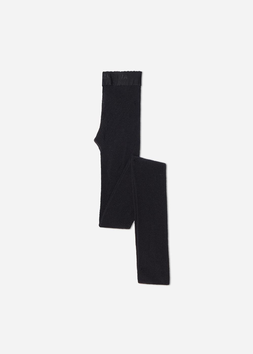 Black Micronet Tights, Kids Girls, , medium