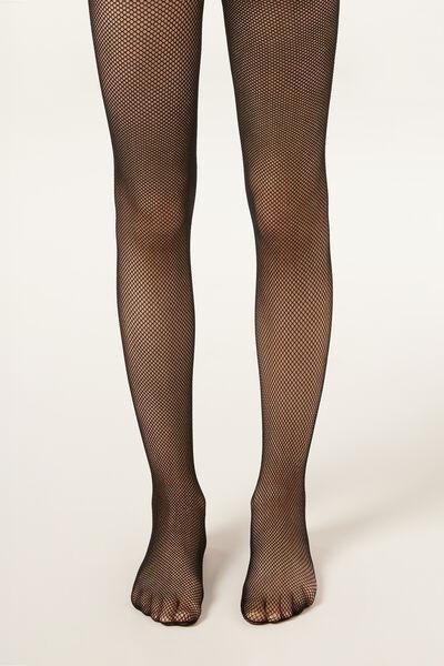 Sheer-To-Waist Micro net Tights, Black , Kids Girls, Black, medium