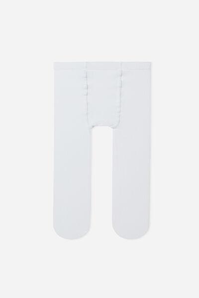 White Super Opaque Cotton Tights, Newborn, , large image number 0