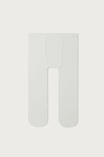 White Super Opaque Cotton Tights, Kids Unisex, , large image number 0