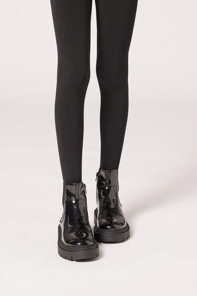 Black Thermal Tights, Kids Girls, Black, large image number 1