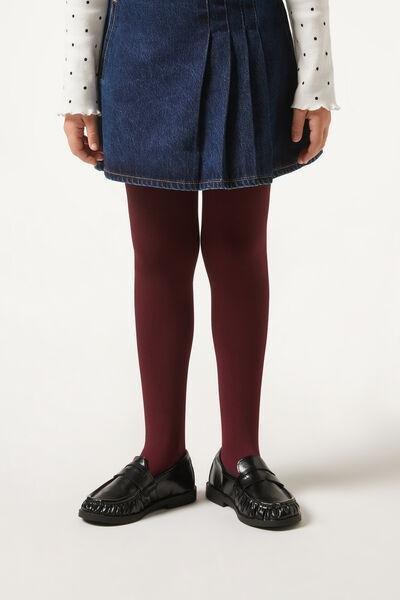 Red Purple Thermal Tights, Kids Girls