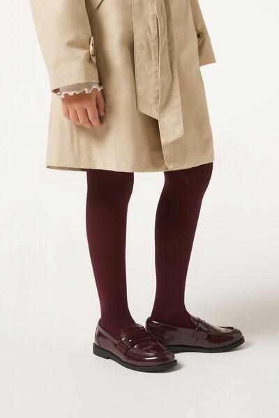 Burgundy Soft Touch Tights, Kids Girls, , large image number 0