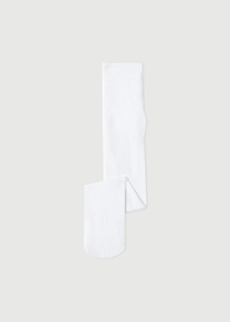 White Eco Tights, Kids Girls, , large image number 0