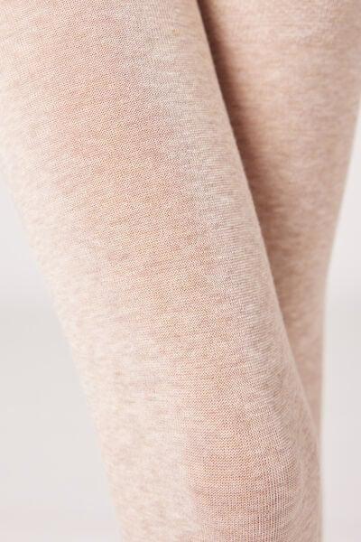 Opaque Organic Cotton Tights, Beige, Kids Girls, Natural Blend, large image number 2