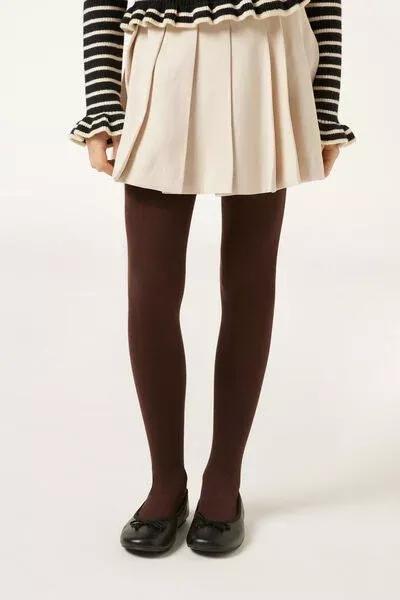 Eco-Sustainable Organic Cotton Tights, Brown, Kids Girls, Blue, large image number 2