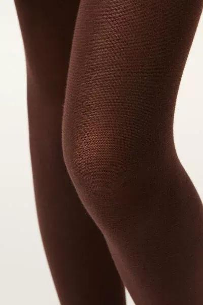 Eco-Sustainable Organic Cotton Tights, Brown, Kids Girls, Blue, large image number 4