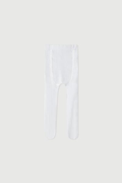 White Eco Cashmere Tights, Kids Unisex, , large image number 0