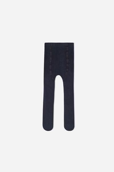 Navy Eco Cashmere Tights, Kids Unisex, , large image number 0