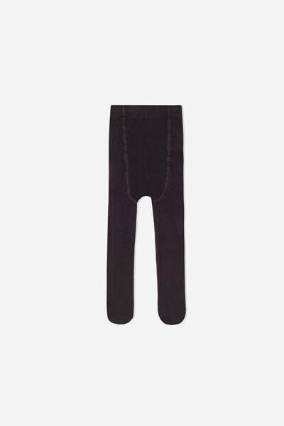 Black Eco Cashmere Tights, Baby, , large image number 1