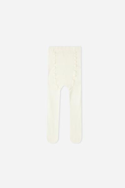 Cream Eco Cashmere Tights, Kids Unisex, , large image number 0