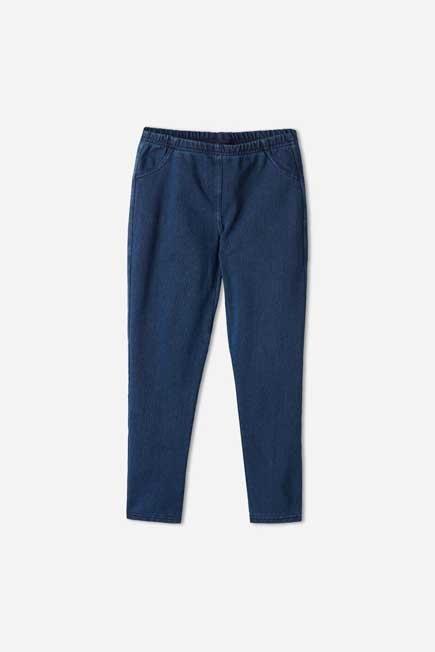 Blue Denim Thermal Leggings, Kids Girls, , large image number 0