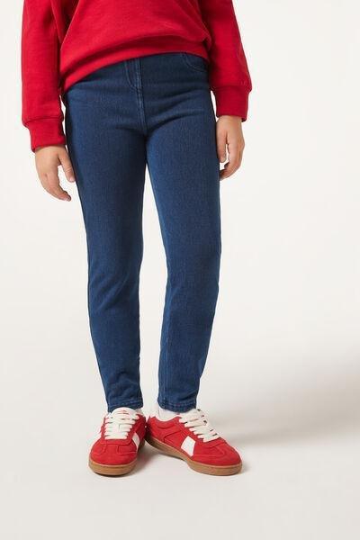 Blue Denim Thermal Leggings, Kids Girls, , large image number 1