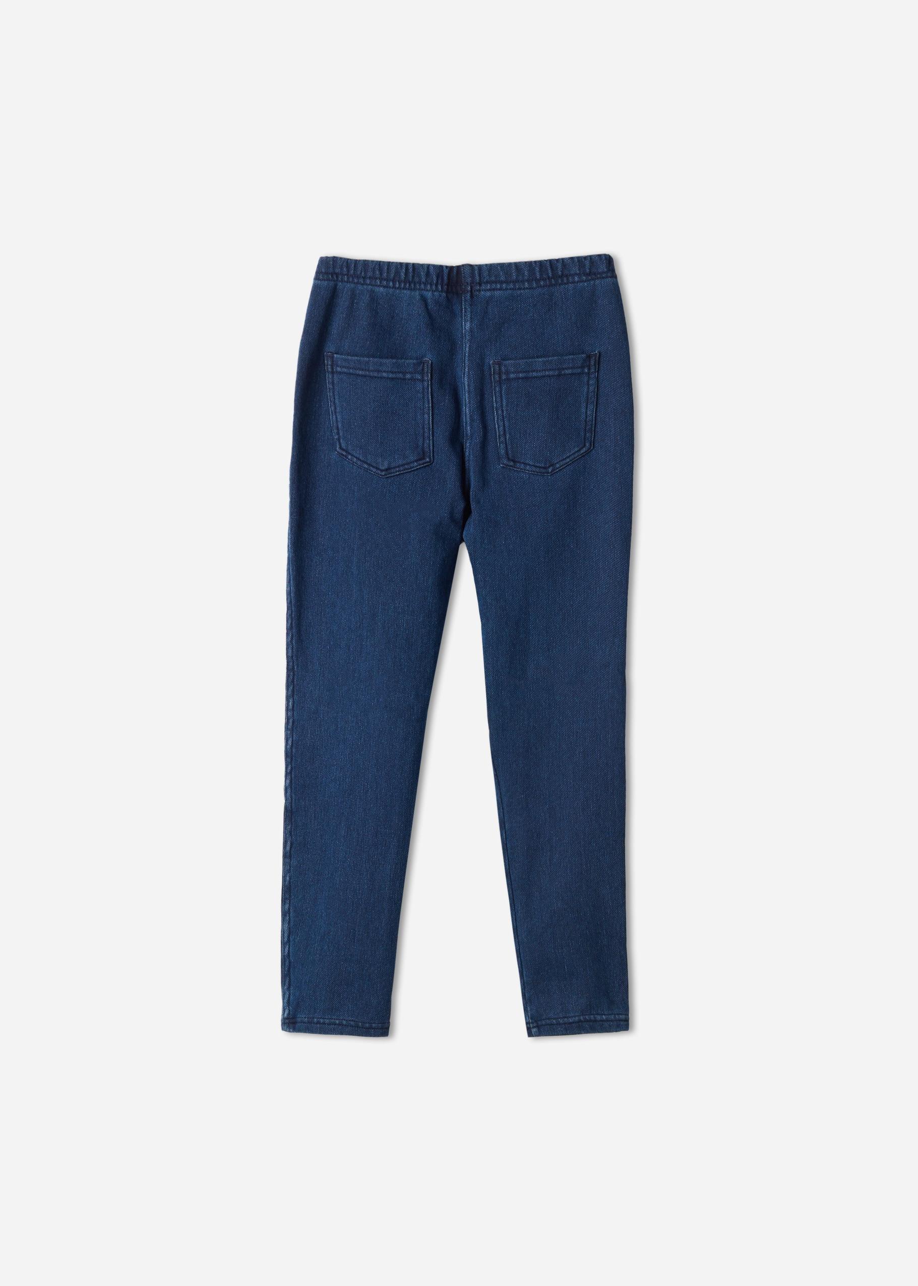 Blue Denim Thermal Leggings, Kids Girls, , large image number 2