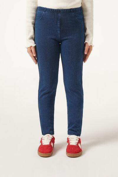 Blue Denim Thermal Leggings, Kids Girls, , large image number 3