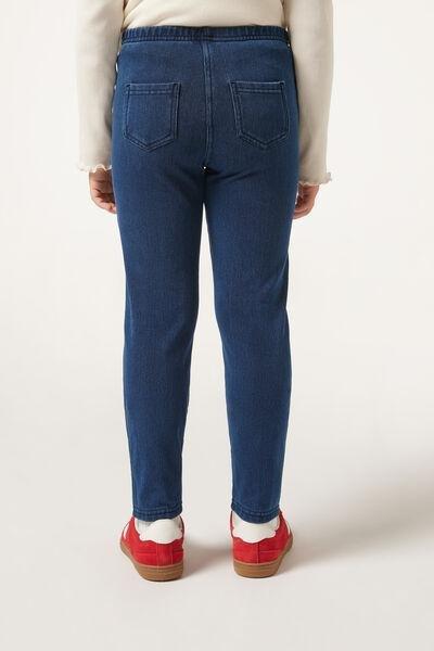 Blue Denim Thermal Leggings, Kids Girls, , large image number 4