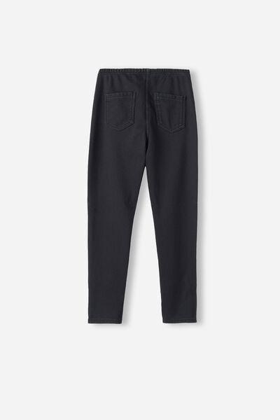 Black Thermal Denim Leggings, Kids Girls, , large image number 2