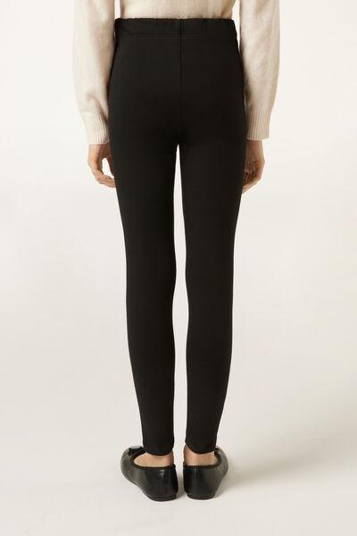 Black Thermal Leggings, Kids Girls, Black, large image number 3