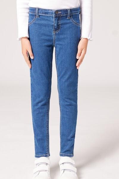 Blue Soft Touch Skinny Leggings, Kids Girls, Blue Denim, medium