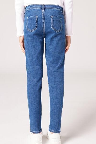 Blue Soft Touch Skinny Leggings, Kids Girls, Blue Denim, medium