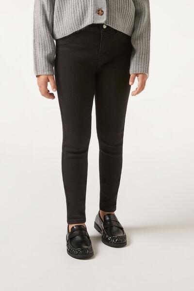 Black Soft Touch Skinny Leggings, Kids Girls, Black Denim, medium