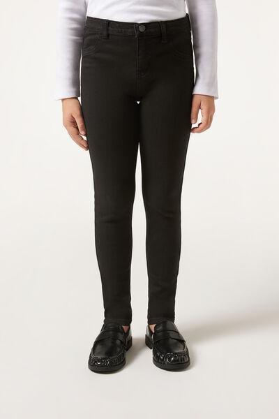 Black Soft Touch Skinny Leggings, Kids Girls, Black Denim, medium