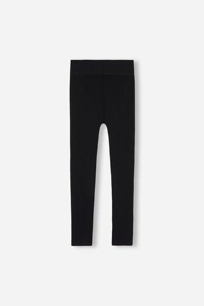 Black Girls Ribbed Leggings, Kids Girls, , large image number 3
