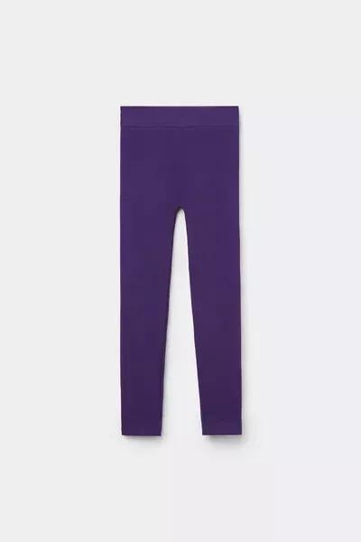 Purple Ribbed Leggings, Kids Girls, 5501_133F, large image number 3