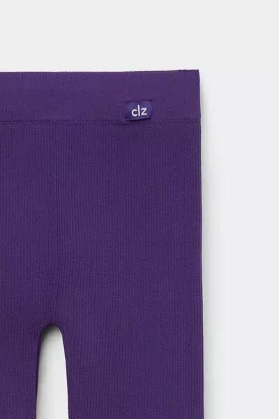 Purple Ribbed Leggings, Kids Girls, 5501_133F, large image number 4