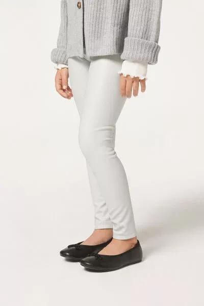 Grey Leather Effect Thermal Leggings, Kids Girls, 5501_041F, large image number 1