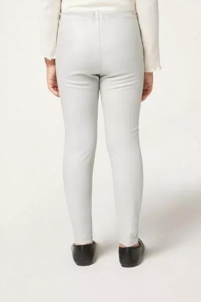 Grey Leather Effect Thermal Leggings, Kids Girls, 5501_041F, large image number 2
