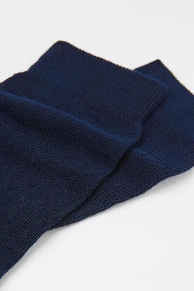 Navy Breathable Long Cotton Socks, Kids Unisex, Blue, large image number 1
