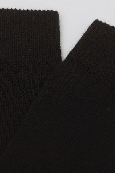 Black Breathable Cotton Long Socks, Kids Unisex, Black, large image number 1