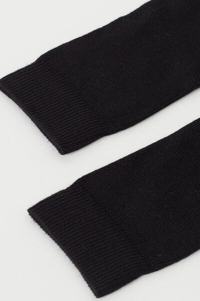 Black Breathable Cotton Long Socks, Kids Girls, Black, medium