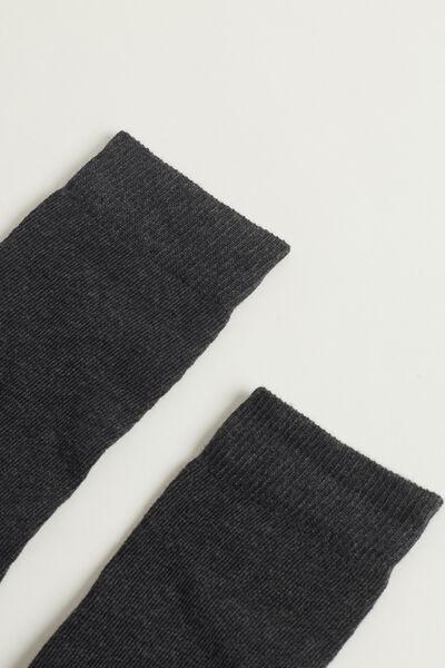 Grey Blend Breathable Cotton Long Socks, Kids Girls, Grey Blend, medium